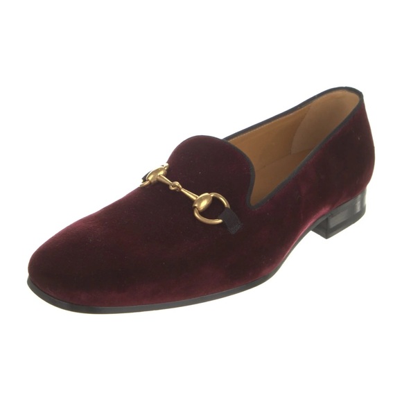Gucci Men's Velvet Loafers with Gold Accent